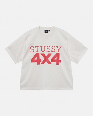 Stussy 4x4 Mesh Football Jersey T-Shirt Bone | Israel-35140