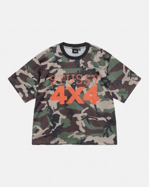 Stussy 4x4 Mesh Football Jersey T-Shirt Camo | Israel-29453