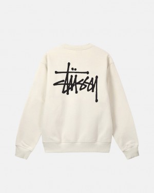 Stussy Basic Stüssy Crew Sweatshirt Cream | Israel-09465