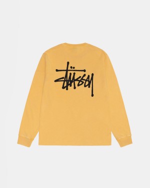 Stussy Basic Stüssy LS Tee Pigment Dyed T-Shirt Orange | Israel-14758