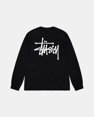 Stussy Basic Stüssy LS Tee T-Shirt Black | Israel-23564