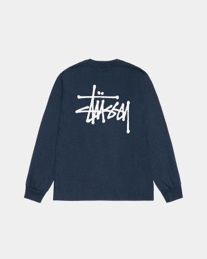 Stussy Basic Stüssy LS Tee T-Shirt Navy | Israel-79450