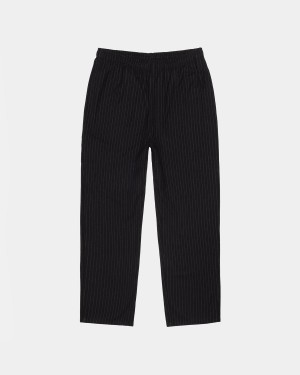 Stussy Beach Wool Stripe Pants Black | Israel-87205