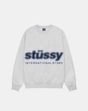 Stussy Blur Crew Sweatshirt Grey | Israel-65948