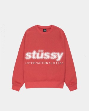 Stussy Blur Crew Sweatshirt Red | Israel-17864