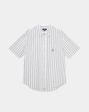 Stussy Boxy Striped SS Shirts White | Israel-61950