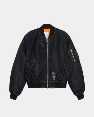 Stussy Built Reversible Bomber Jackets Black | Israel-41628