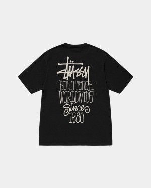 Stussy Built Tough Tee Pigment Dyed T-Shirt Black | Israel-59137