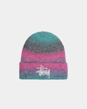 Stussy Cuff Spray Stripe Beanie Turquoise Multicolor | Israel-62985