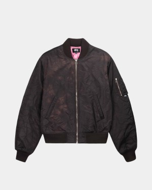 Stussy Dyed Nylon Bomber Jackets Brown | Israel-91052