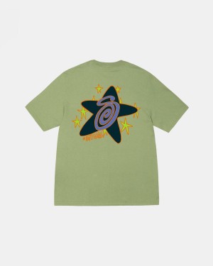 Stussy Galaxy Tee T-Shirt Green | Israel-28461