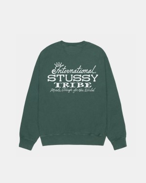 Stussy Ist Crew Pigment Dyed Sweatshirt Green | Israel-71429