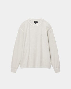 Stussy Lazy LS Tee T-Shirt Beige | Israel-06478