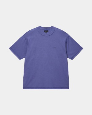 Stussy Lazy Tee T-Shirt Deep Blue | Israel-12598