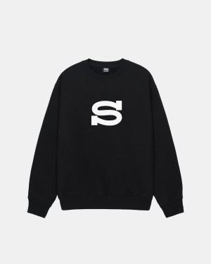 Stussy Letterman Crew Sweatshirt Black | Israel-31425