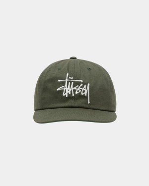 Stussy Mid-Depth Basic Strapback Caps Olive | Israel-85714