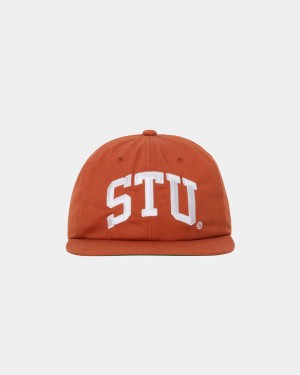 Stussy Mid-Depth Stu Arch Strapback Caps Dark Orange | Israel-40682