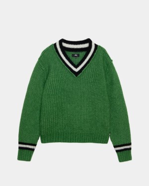 Stussy Mohair Tennis Sweater Green | Israel-62983