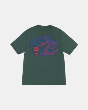 Stussy Mosaic Dragon Tee Pigment Dyed T-Shirt Green | Israel-35721