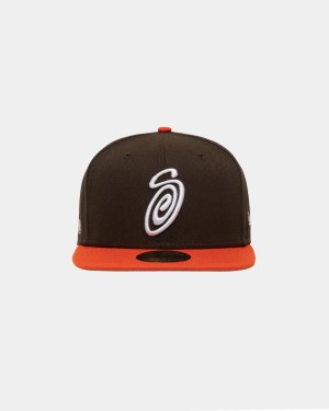 Stussy New Era 59fifty Curly S Caps Brown/Orange | Israel-85314