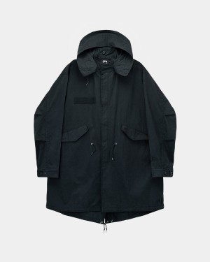 Stussy Nyco Fishtail Parka Jackets Black | Israel-06871