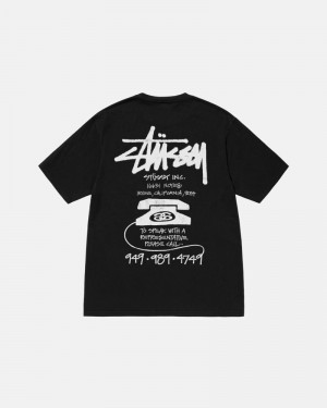 Stussy Old Phone Pigment Dyed T-Shirt Black | Israel-53209