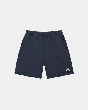 Stussy Overdyed Stock Logo Sweatshort Shorts Navy | Israel-46317