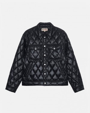 Stussy Quilted Nylon Ranch Jackets Black | Israel-54309