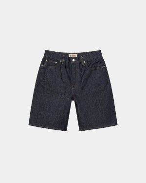 Stussy Raw Denim Big OL' Shorts Navy | Israel-86035