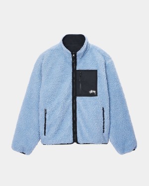 Stussy Sherpa Reversible Jackets Light Blue | Israel-70852