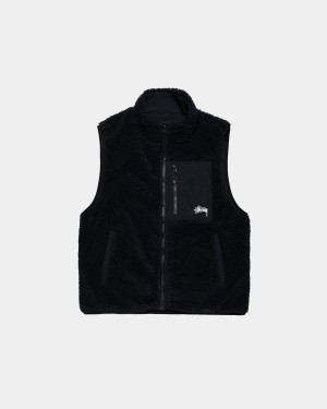 Stussy Sherpa Reversible Vest Black | Israel-89036