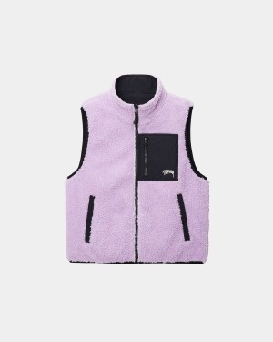 Stussy Sherpa Reversible Vest Lavender | Israel-08592