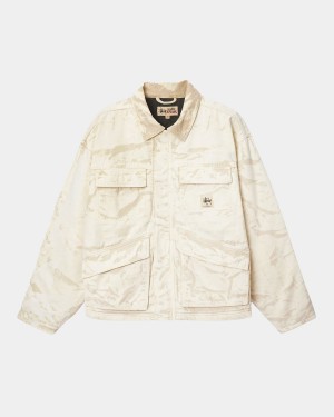 Stussy Shop Distressed Canvas Jackets Khaki | Israel-56081