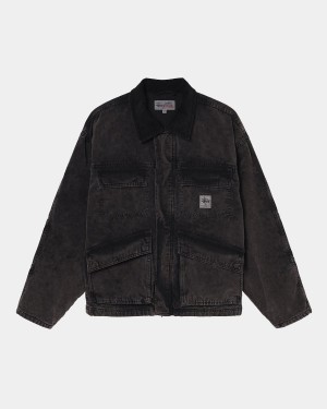 Stussy Shop Washed Canvas Jackets Black | Israel-42637