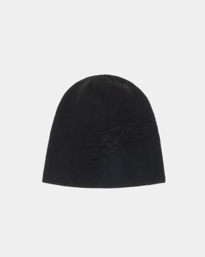 Stussy Skullcap Embossed Smooth Stock Beanie Black | Israel-63852