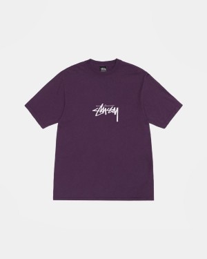 Stussy Small Stock Tee Pigment Dyed T-Shirt Purple | Israel-68251