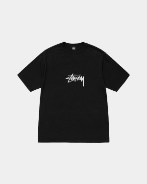 Stussy Small Stock Tee Pigment Dyed T-Shirt Black | Israel-40126