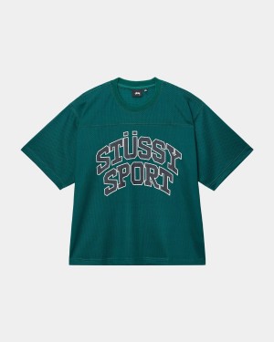 Stussy Sport Mesh Football Jersey T-Shirt Green | Israel-49087