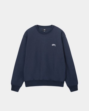 Stussy Stock Logo Crew Sweatshirt Navy | Israel-56724