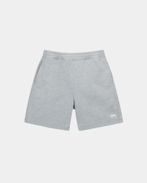 Stussy Stock Logo Sweatshort Shorts Grey | Israel-81706