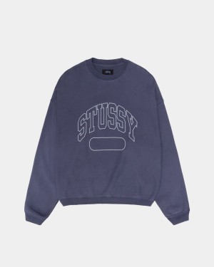 Stussy Varsity Oversized Crew Sweatshirt Blue | Israel-81734