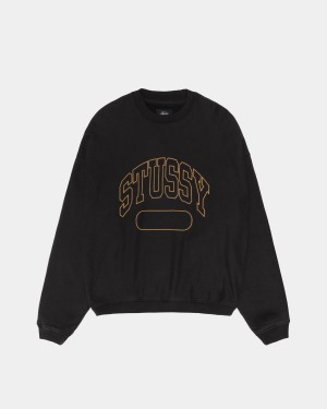 Stussy Varsity Oversized Crew Sweatshirt Black | Israel-24819