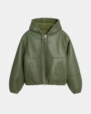 Stussy Work Shearling Jackets Green | Israel-42931