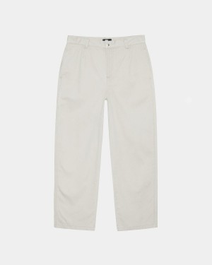 Stussy Workgear Trouser Twill Pants White | Israel-37960