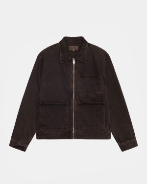 Stussy Zip Work Denim Jackets Espresso | Israel-75193