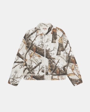 Stussy Zip Work Realtree Edge Jackets White | Israel-04512