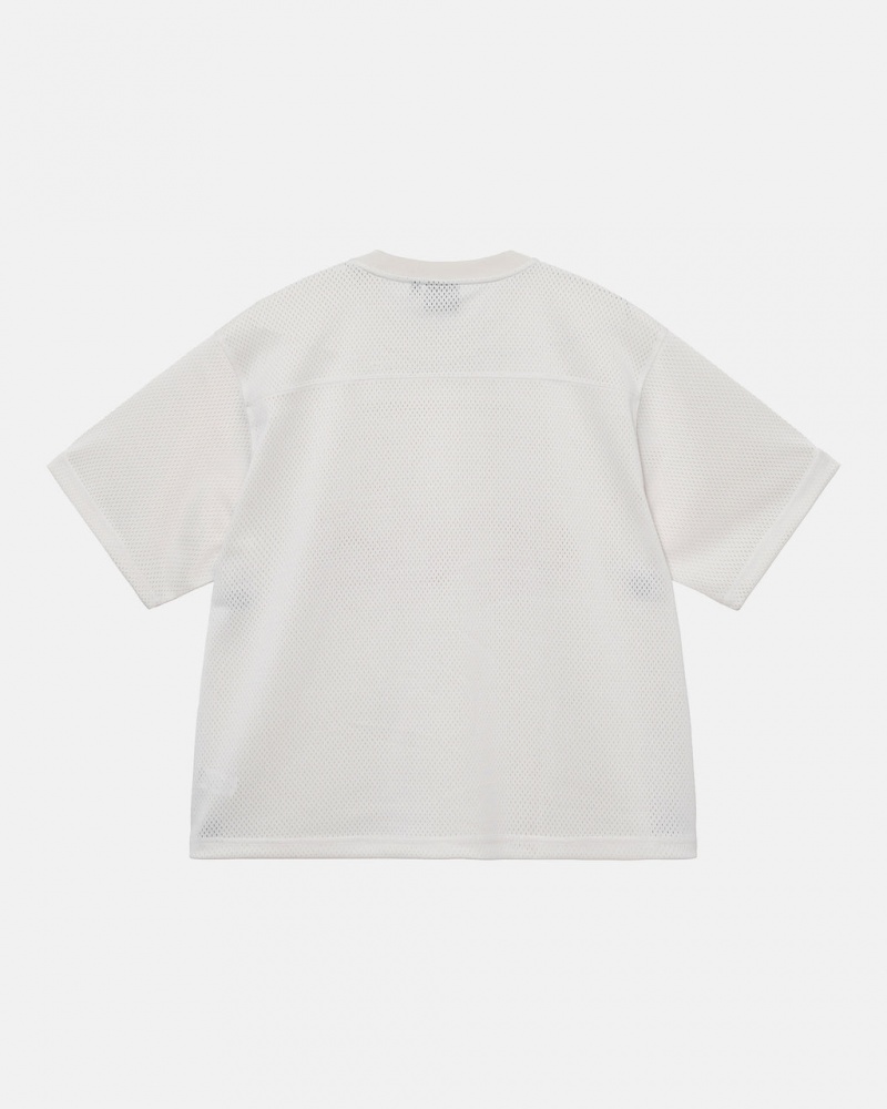 Stussy 4x4 Mesh Football Jersey T-Shirt Bone | Israel-35140