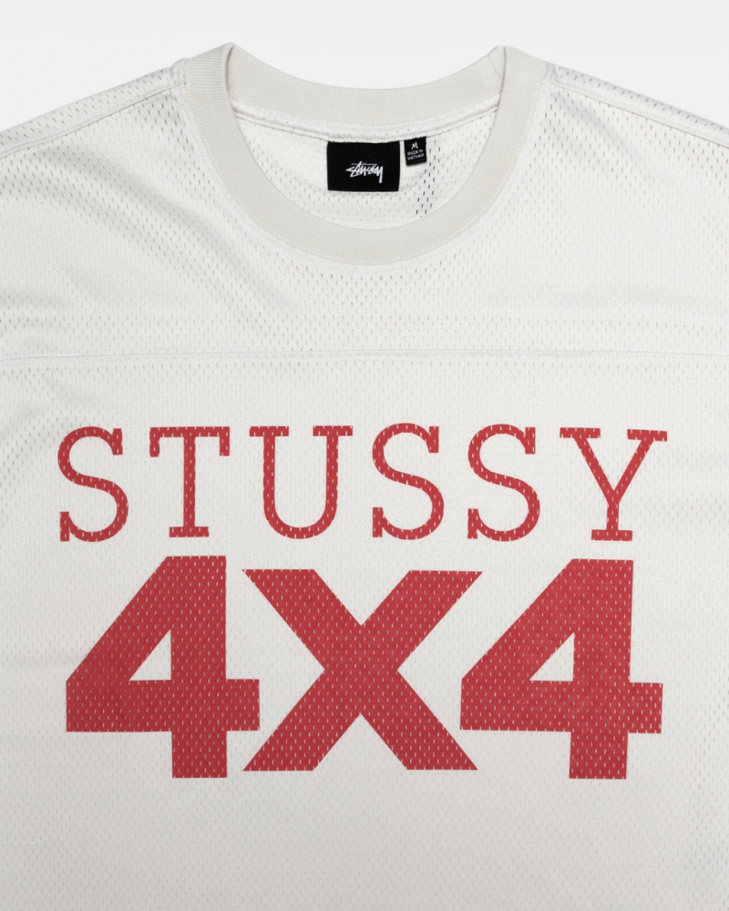 Stussy 4x4 Mesh Football Jersey T-Shirt Bone | Israel-35140