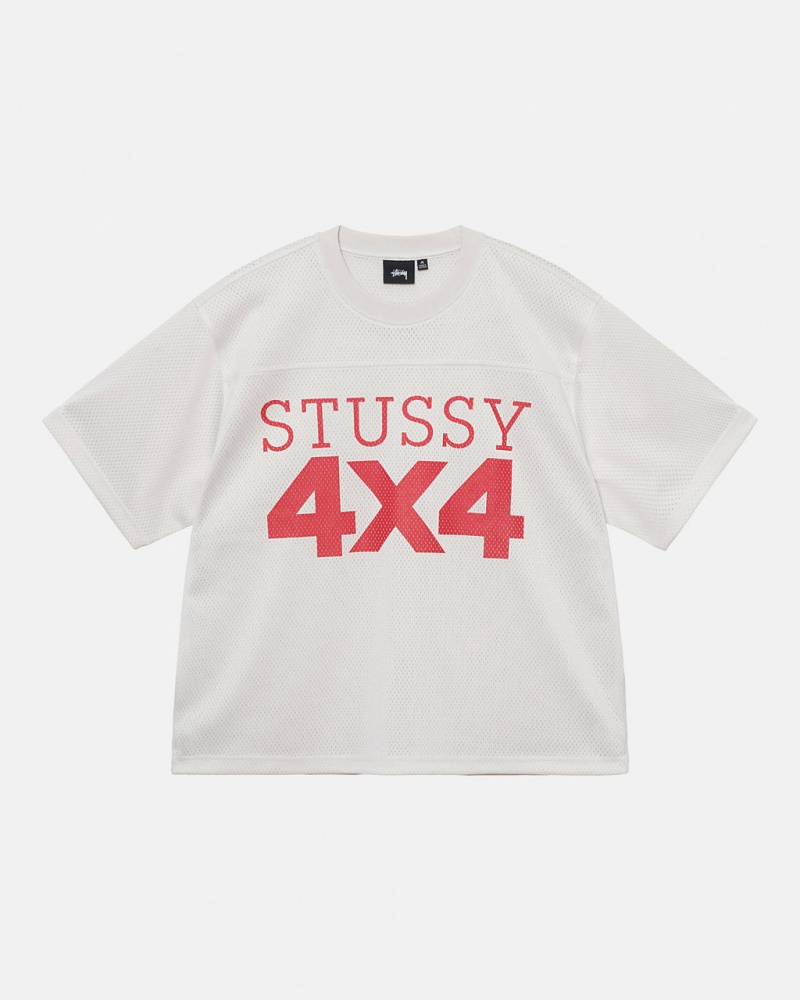 Stussy 4x4 Mesh Football Jersey T-Shirt Bone | Israel-35140