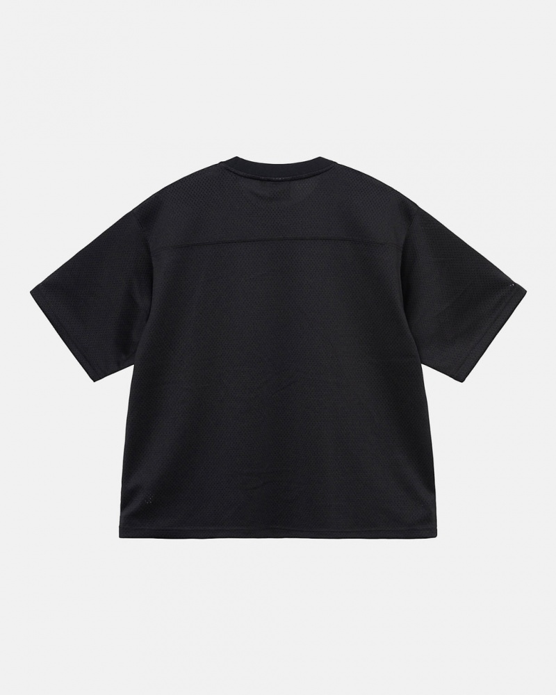 Stussy 4x4 Mesh Football Jersey T-Shirt Black | Israel-12346